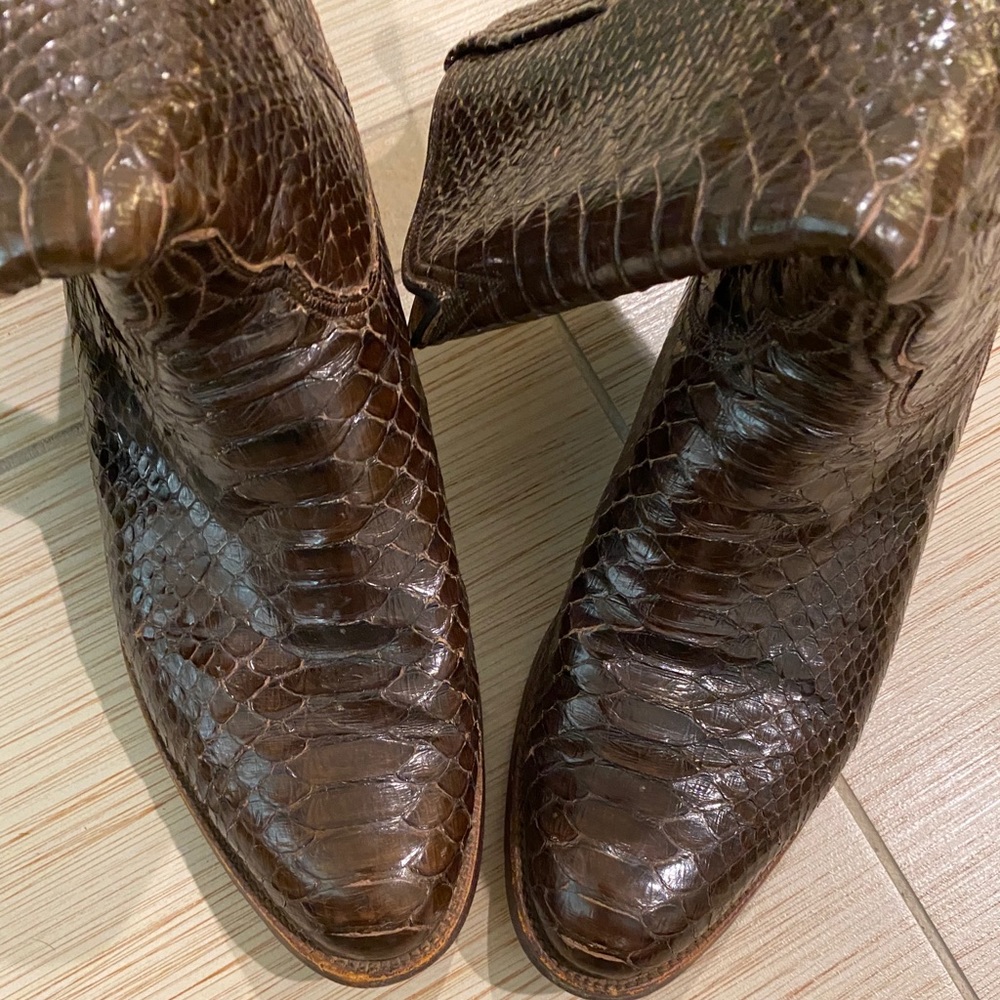 LUCCHESE ⭐ SAN ANTONIO ⭐ BROWN RARE EXOTIC SKIN BOOTS Vintage - Picture 5 of 11